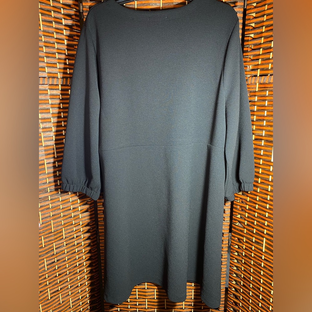 Free Assembly Black Swing Dress XXL 3/4 Sleeve Casual Midi Dress - Picture 6 of 7